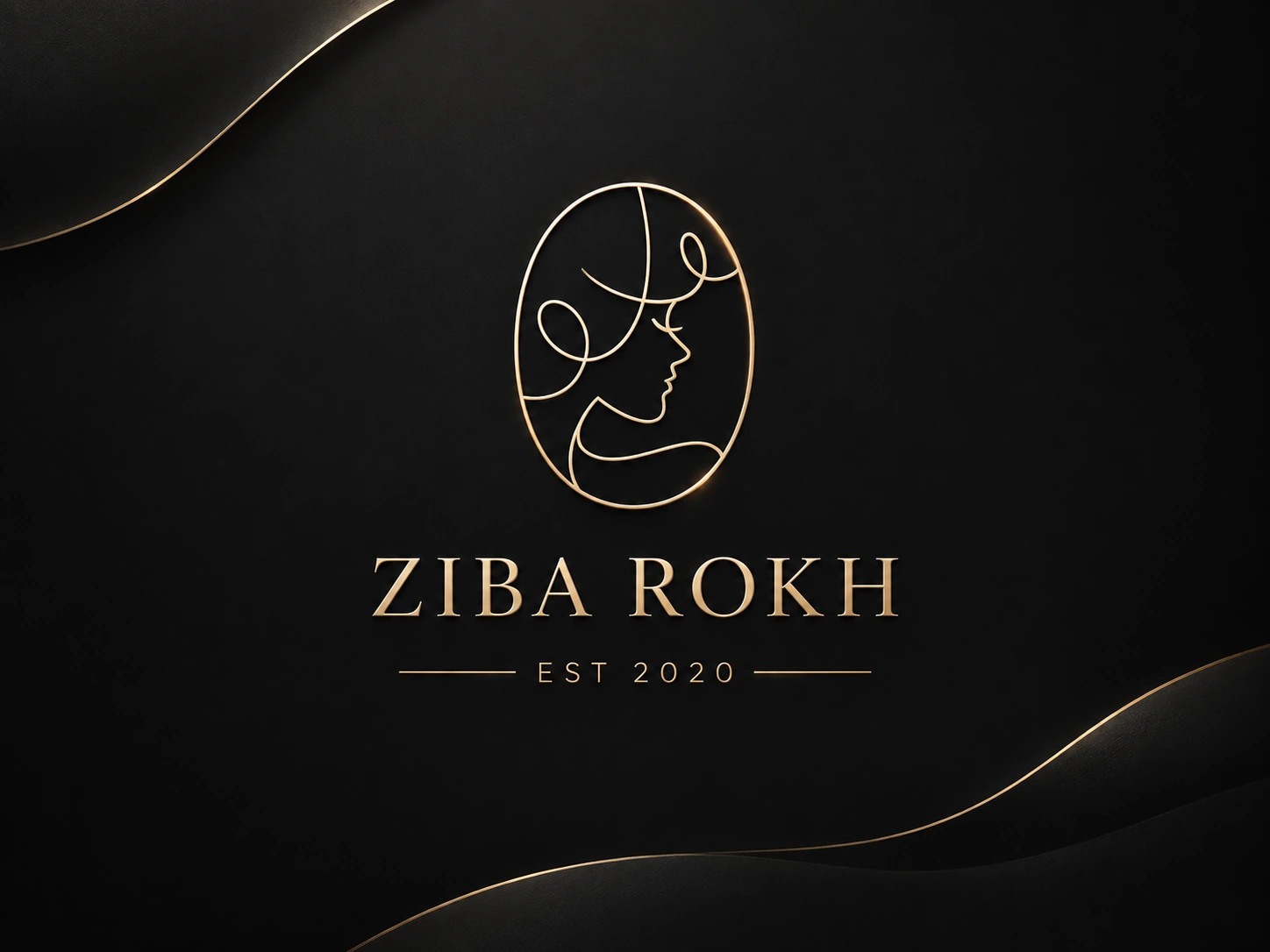 لوگوی زیبا رخ با هویت مشکی و طلایی؛ ZIBA ROKH — EST 2020